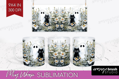 Cute Ghost Mug Wrap - Spooky Halloween Mug PNG Sublimation Product Image 1