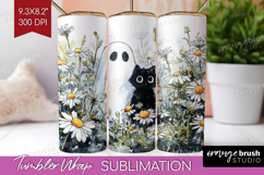 Cute Ghost Tumbler Wrap - Spooky Halloween Tumbler PNG Product Image 1