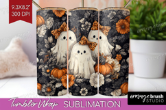Cute Ghost Tumbler Wrap - Spooky Halloween Tumbler PNG Product Image 1