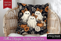 Cute Ghost Pillow Sublimation - Spooky Halloween Pillow PNG Product Image 1