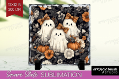 Cute Ghost Slate PNG - Spooky Halloween Square Slate Product Image 1