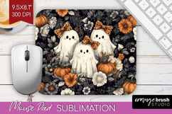Cute Ghost Mouse Pad Sublimation - Spooky Halloween Mousepad Product Image 1