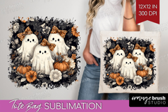 Cute Ghost Tote Bag - Spooky Halloween Tote Bag PNG Product Image 1