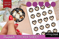 Cute Ghost Round Sticker - Spooky Halloween Printable Sheet Product Image 1