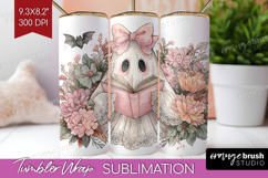 Cute Ghost Tumbler Wrap - Spooky Halloween Tumbler PNG Product Image 1