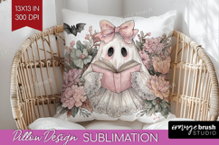 Cute Ghost Pillow Sublimation - Spooky Halloween Pillow PNG Product Image 1