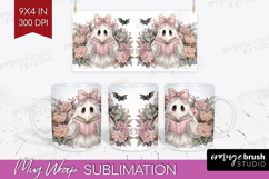 Cute Ghost Mug Wrap - Spooky Halloween Mug PNG Sublimation Product Image 1