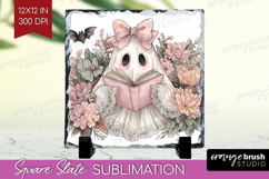 Cute Ghost Slate PNG - Spooky Halloween Square Slate Product Image 1