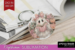 Cute Ghost Keychain PNG - Spooky Halloween Keychain Product Image 1