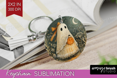 Cute Ghost Keychain PNG - Spooky Halloween Keychain Product Image 1
