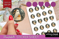 Cute Ghost Round Sticker - Spooky Halloween Printable Sheet Product Image 1
