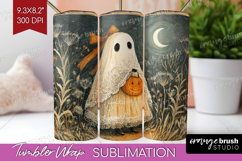 Cute Ghost Tumbler Wrap - Spooky Halloween Tumbler PNG Product Image 1