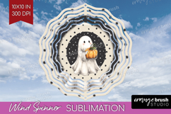 Cute Ghost Wind Spinner Sublimation PNG - Spooky Halloween Product Image 1