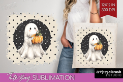 Cute Ghost Tote Bag - Spooky Halloween Tote Bag PNG Product Image 1