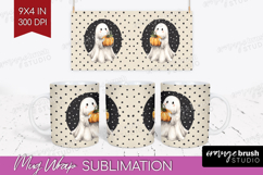 Cute Ghost Mug Wrap - Spooky Halloween Mug PNG Sublimation Product Image 1