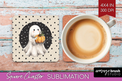 Cute Ghost Square Coaster - Spooky Halloween Coaster PNG Product Image 1