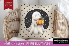 Cute Ghost Pillow Sublimation - Spooky Halloween Pillow PNG Product Image 1