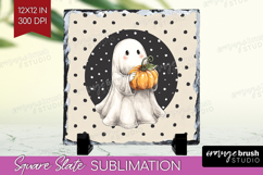 Cute Ghost Slate PNG - Spooky Halloween Square Slate Product Image 1