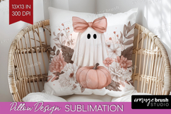 Cute Ghost Pillow Sublimation - Spooky Halloween Pillow PNG Product Image 1