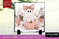 Cute Ghost Slate PNG - Spooky Halloween Square Slate Product Image 1