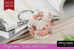 Cute Ghost Keychain PNG - Spooky Halloween Keychain Product Image 1