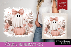 Cute Ghost Tote Bag - Spooky Halloween Tote Bag PNG Product Image 1