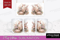Cute Ghost Mug Wrap - Spooky Halloween Mug PNG Sublimation Product Image 1