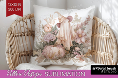Cute Ghost Pillow Sublimation - Spooky Halloween Pillow PNG Product Image 1
