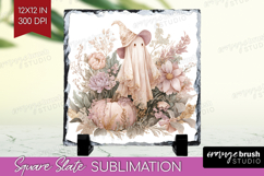 Cute Ghost Slate PNG - Spooky Halloween Square Slate Product Image 1
