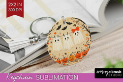 Cute Ghost Keychain PNG - Spooky Halloween Keychain Product Image 1