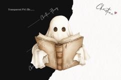 Cozy Halloween Ghost Reading | Halloween PNG Product Image 2