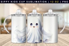 Cute Ghost Sippy Cup Sublimation | 12oz Sippy Tumbler Product Image 1