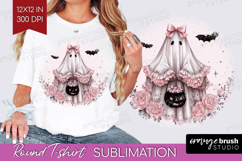 Ghost Cute Round Tshirt Background Pink Halloween PNG Product Image 1