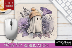 Cute Ghost Mouse Pad Sublimation - Spooky Halloween Mousepad Product Image 1