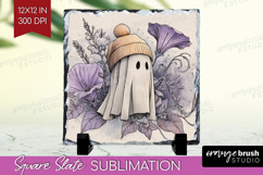 Cute Ghost Slate PNG - Spooky Halloween Square Slate Product Image 1