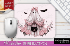 Ghost Cute Mouse Pad Sublimation Pink Halloween Mousepad PNG Product Image 1