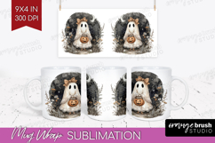 Cute Ghost Mug Wrap - Spooky Halloween Mug PNG Sublimation Product Image 1
