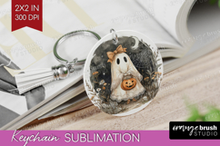 Cute Ghost Keychain PNG - Spooky Halloween Keychain Product Image 1