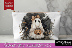 Cute Ghost Cosmetic Bag - Spooky Halloween Makeup Bag PNG Product Image 1