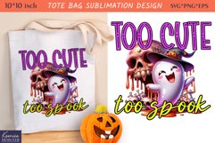 Cute Little Ghost| Funny Halloween Quotes Tote Bag Design Product Image 1