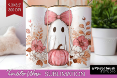 Cute Ghost Tumbler Wrap - Spooky Halloween Tumbler PNG Product Image 1