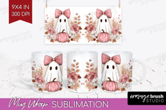 Cute Ghost Mug Wrap - Spooky Halloween Mug PNG Sublimation Product Image 1