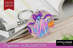 Cute Ghost Keychain PNG - Spooky Halloween Keychain Product Image 1
