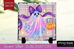 Cute Ghost Slate PNG - Spooky Halloween Square Slate Product Image 1