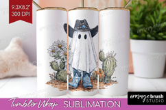 Cute Ghost Tumbler Wrap - Spooky Halloween Tumbler PNG Product Image 1