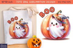 Cute Little Ghost| Funny Halloween Quotes Tote Bag Design Product Image 1