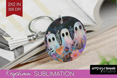 Cute Ghost Keychain PNG - Spooky Halloween Keychain Product Image 1