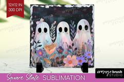 Cute Ghost Slate PNG - Spooky Halloween Square Slate Product Image 1