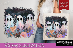 Cute Ghost Tote Bag - Spooky Halloween Tote Bag PNG Product Image 1