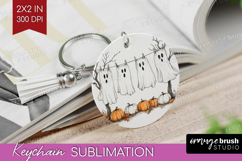 Cute Ghost Keychain PNG - Spooky Halloween Keychain Product Image 1